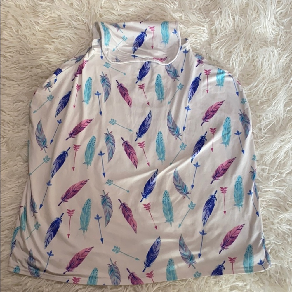 Carseat Canopy & XL swaddle blanket-feathers